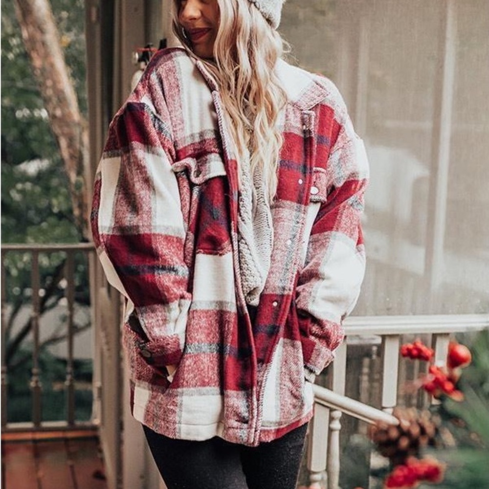 Cozy Red Plaid Women's Shacket NWT